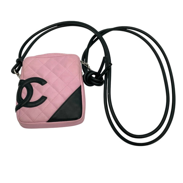 シャネル CHANEL カンボンライン スモールショルダーバッグ A25177 8番台 ブラック×ピンク SV金具 カーフ レディース ショルダーバッグ