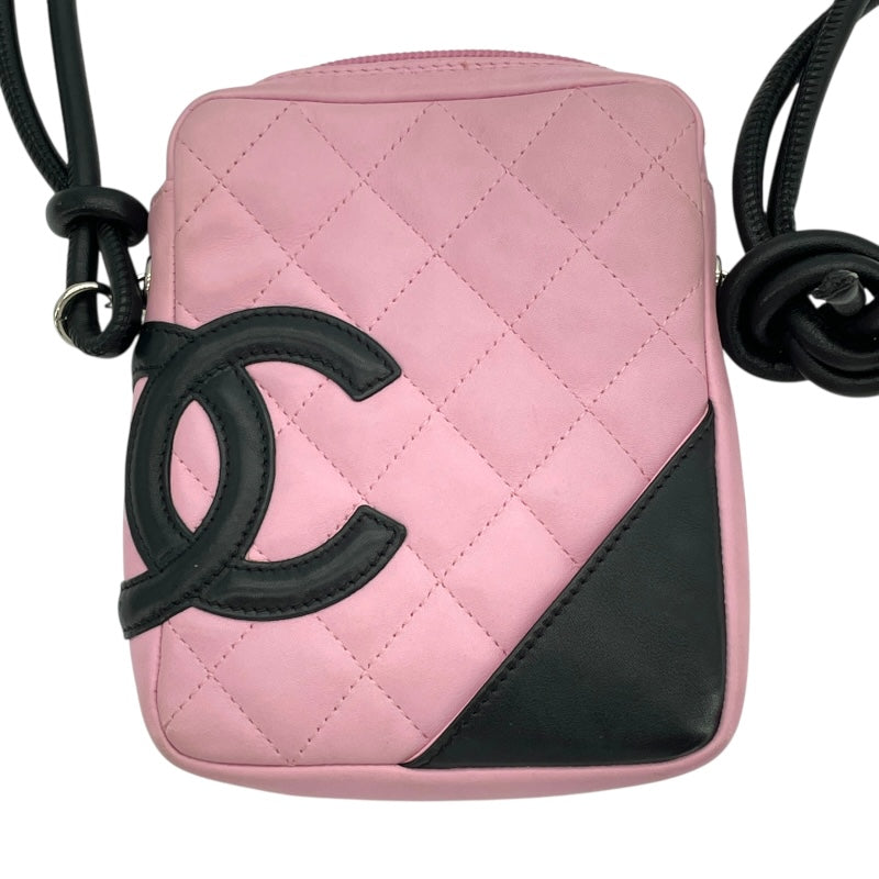 シャネル CHANEL カンボンライン スモールショルダーバッグ A25177 8番台 ブラック×ピンク SV金具 カーフ レディース ショルダーバッグ