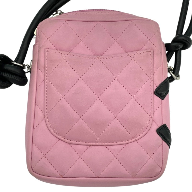 シャネル CHANEL カンボンライン スモールショルダーバッグ A25177 8番台 ブラック×ピンク SV金具 カーフ レディース ショルダーバッグ