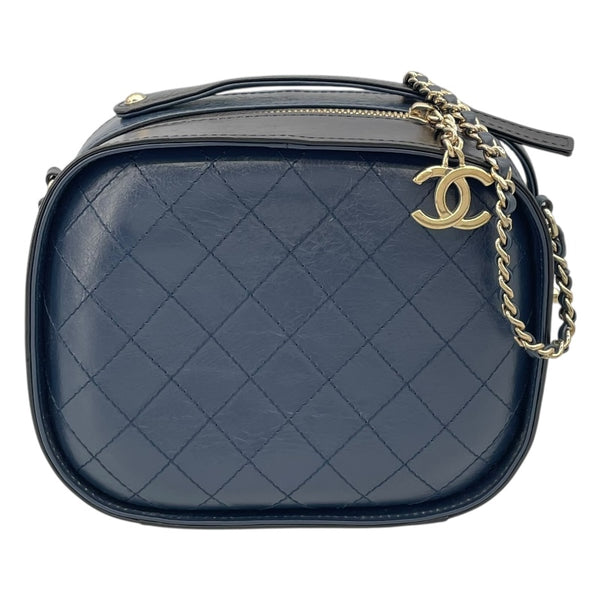 シャネル CHANEL 2WAY ショルダー 27番台 ネイビー GD金具 カーフ レディース ショルダーバッグ