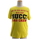 グッチ GUCCI 100周年 ロゴプリント 半袖Tシャツ 615044 イエロー コットン メンズ 半袖Ｔシャツ