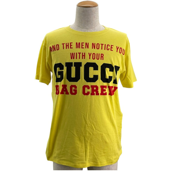 グッチ GUCCI 100周年 ロゴプリント 半袖Tシャツ 615044 イエロー コットン メンズ 半袖Ｔシャツ