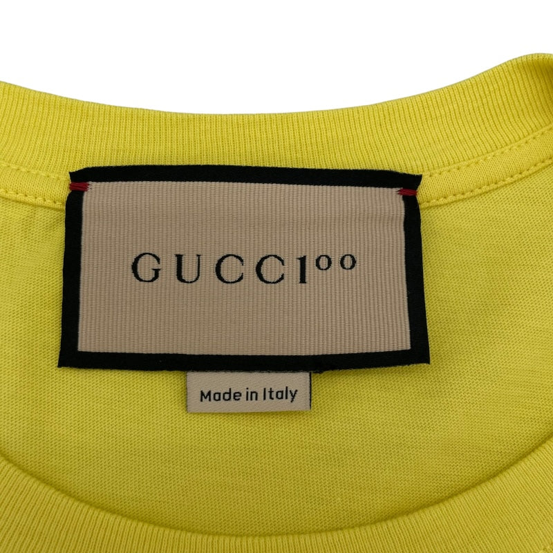 グッチ GUCCI 100周年 ロゴプリント 半袖Tシャツ 615044 イエロー コットン メンズ 半袖Ｔシャツ