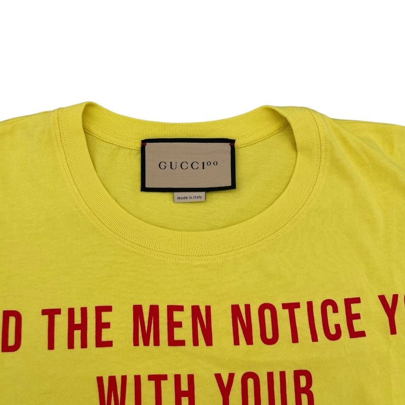 グッチ GUCCI 100周年 ロゴプリント 半袖Tシャツ 615044 イエロー コットン メンズ 半袖Ｔシャツ