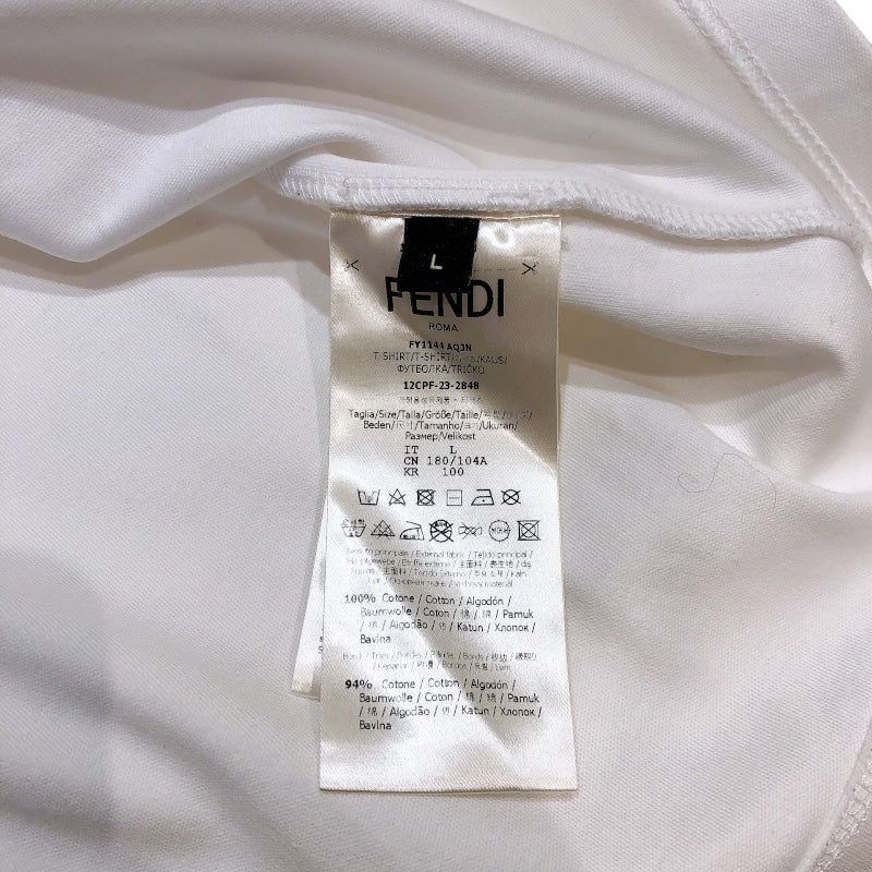 フェンディ FENDI ×FRAGMENT フロントロゴ半袖Tシャツ　2023 FY1144 ホワイト コットン メンズ 半袖Ｔシャツ