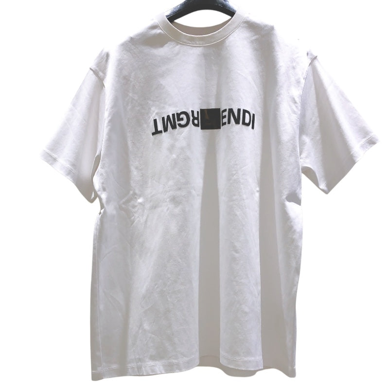 フェンディ FENDI ×FRAGMENT フロントロゴ半袖Tシャツ　2023 FY1144 ホワイト コットン メンズ 半袖Ｔシャツ