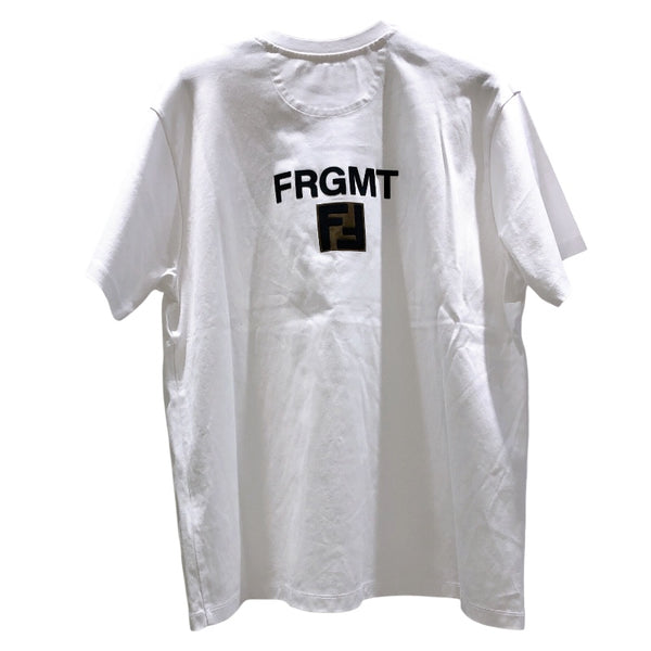 フェンディ FENDI ×FRAGMENT フロントロゴ半袖Tシャツ　2023 FY1144 ホワイト コットン メンズ 半袖Ｔシャツ