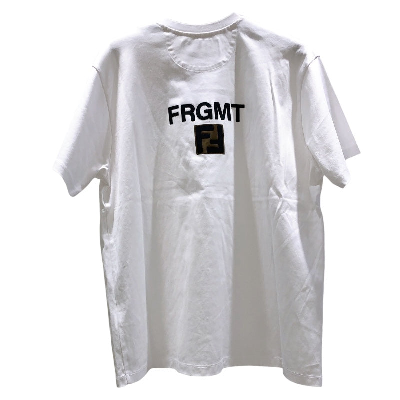 フェンディ FENDI ×FRAGMENT フロントロゴ半袖Tシャツ　2023 FY1144 ホワイト コットン メンズ 半袖Ｔシャツ