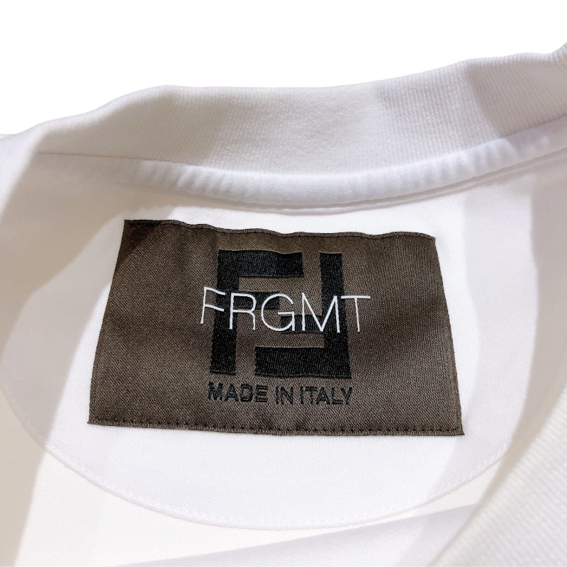 フェンディ FENDI ×FRAGMENT フロントロゴ半袖Tシャツ　2023 FY1144 ホワイト コットン メンズ 半袖Ｔシャツ
