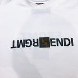 フェンディ FENDI ×FRAGMENT フロントロゴ半袖Tシャツ　2023 FY1144 ホワイト コットン メンズ 半袖Ｔシャツ