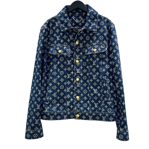 ルイ・ヴィトン LOUIS VUITTON モノグラム総柄デニムジャケット 18AW HFA01W ネイビー コットン メンズ デニムジャケット