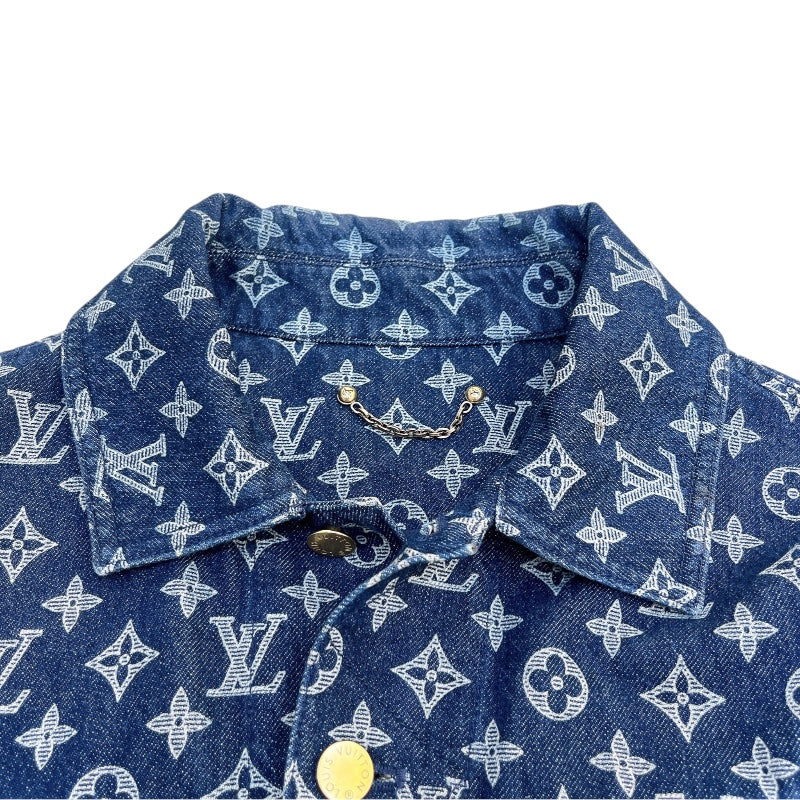 ルイ・ヴィトン LOUIS VUITTON モノグラム総柄デニムジャケット 18AW HFA01W ネイビー コットン メンズ デニムジャケット