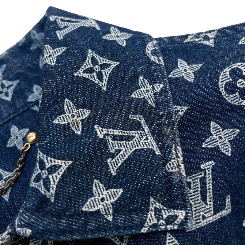 ルイ・ヴィトン LOUIS VUITTON モノグラム総柄デニムジャケット 18AW HFA01W ネイビー コットン メンズ デニムジャケット