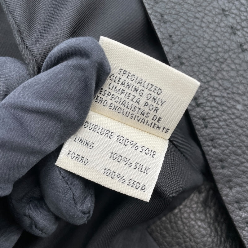 エルメス HERMES ディアスキンレザーノーカラーコート ブラック レザー レディース トレンチコート