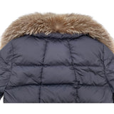モンクレール MONCLER HIRONDELLE ファー付ロングダウンコート E20934934520 54155 ネイビー ナイロン ダウン レディース ダウンジャケット