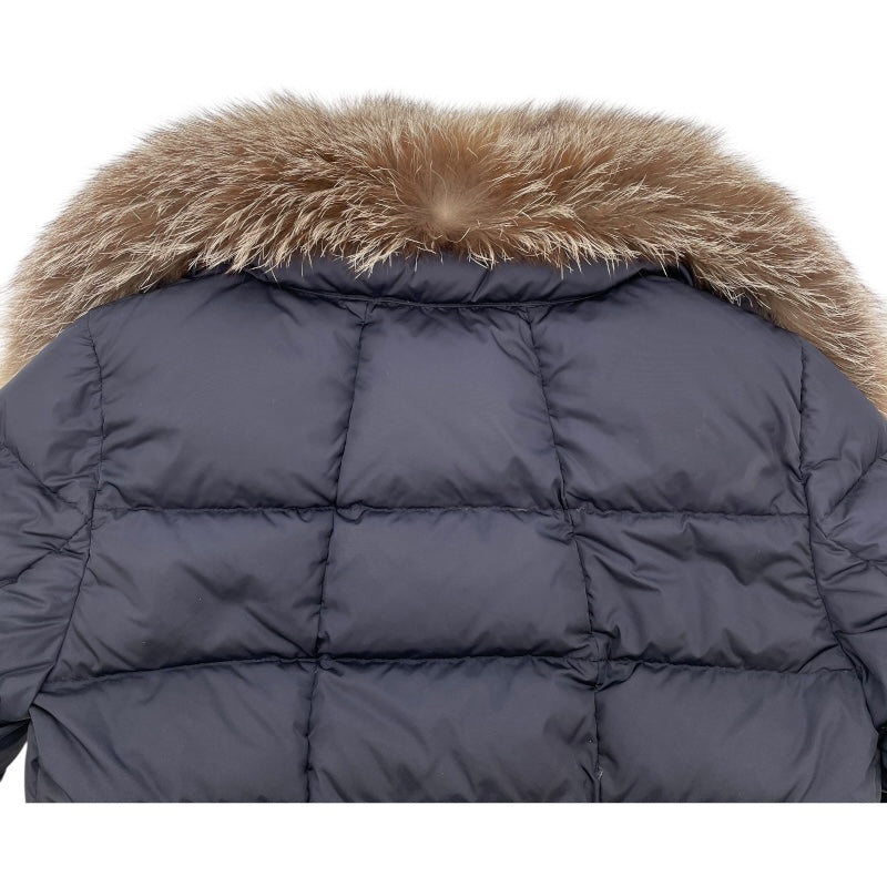 モンクレール MONCLER HIRONDELLE ファー付ロングダウンコート E20934934520 54155 ネイビー ナイロン ダウン レディース ダウンジャケット
