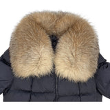 モンクレール MONCLER HIRONDELLE ファー付ロングダウンコート E20934934520 54155 ネイビー ナイロン ダウン レディース ダウンジャケット