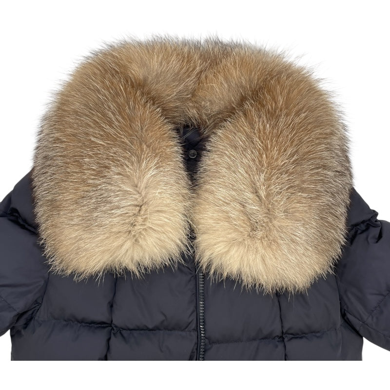 モンクレール MONCLER HIRONDELLE ファー付ロングダウンコート E20934934520 54155 ネイビー ナイロン ダウン レディース ダウンジャケット