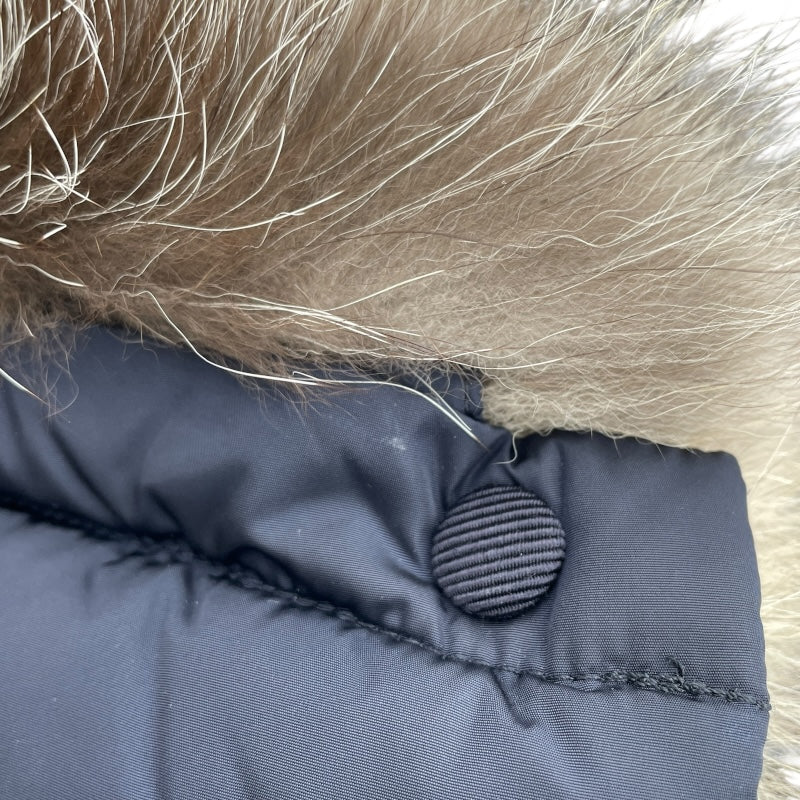 モンクレール MONCLER HIRONDELLE ファー付ロングダウンコート E20934934520 54155 ネイビー ナイロン ダウン レディース ダウンジャケット