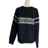 クリスチャン・ディオール Christian Dior オブリーク総柄リバーシブルニットセーター ネイビー レディース セーター