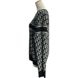 クリスチャン・ディオール Christian Dior オブリーク総柄リバーシブルニットセーター ネイビー レディース セーター