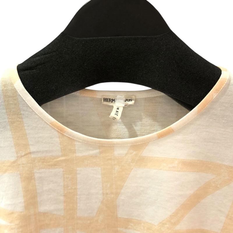 エルメス　ボルデュックTシャツ エルメス HERMES ボルデュック総柄プリントTシャツ ホワイト