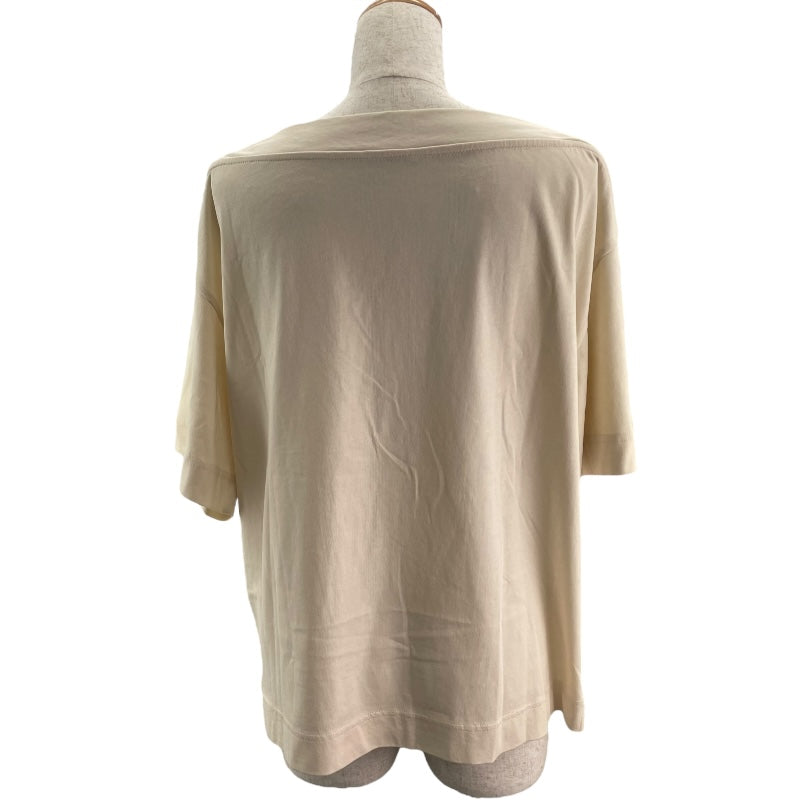 モンクレール MONCLER ロゴ刺〓Tシャツ 8C000 クリーム コットン 半袖シャツ レディース 中古 モンクレール MONCLER ロゴ刺繡Tシャツ 8C000 クリーム コットン