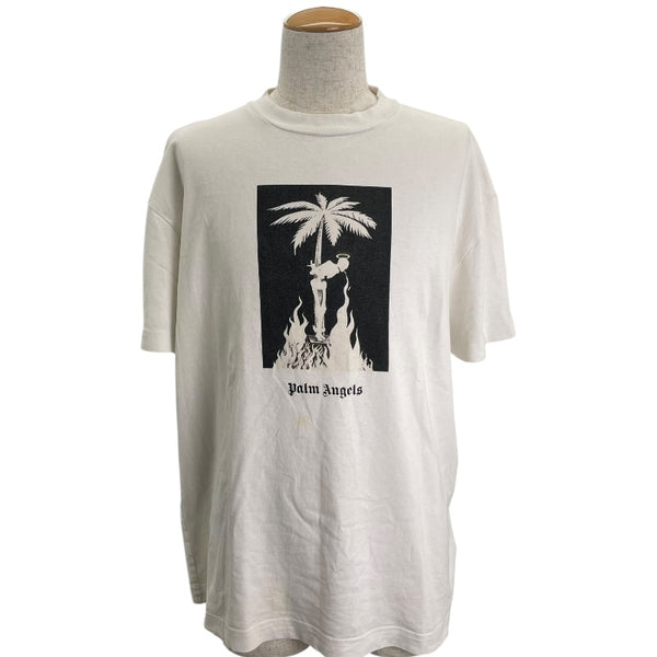 palm angels プリントTシャツ ホワイト コットン メンズ 半袖Ｔシャツ