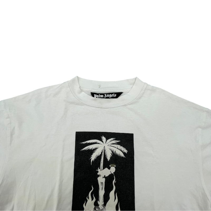 palm angels プリントTシャツ ホワイト コットン メンズ 半袖Ｔシャツ