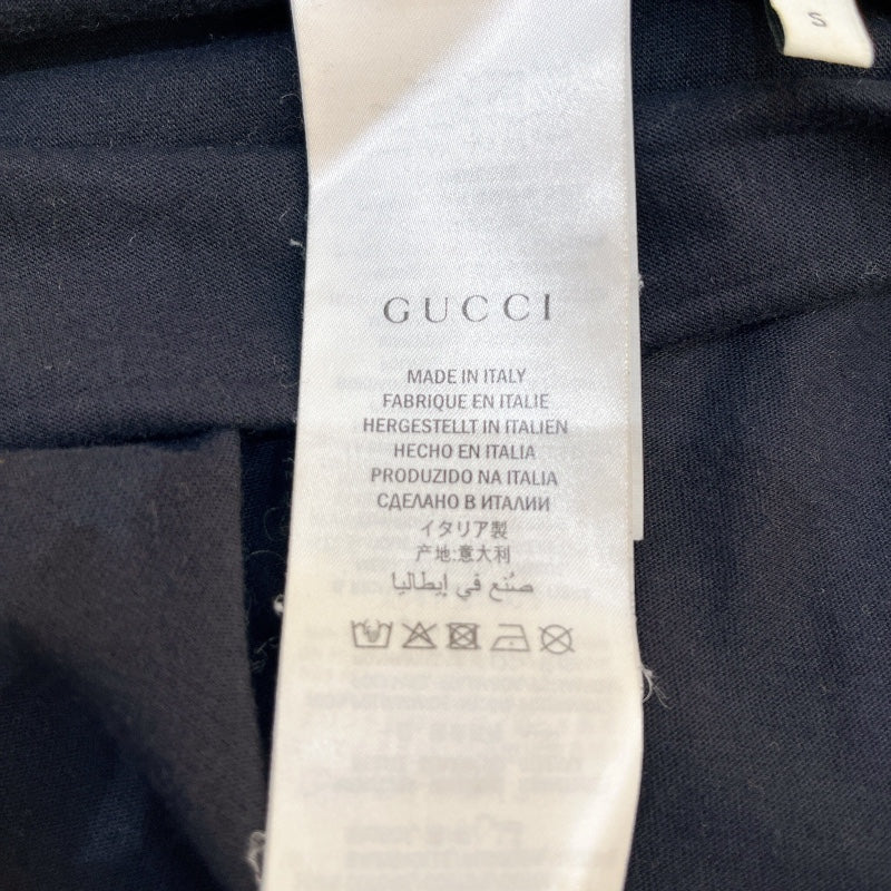 グッチ GUCCI スパンコール装飾ロゴプリント長袖Ｔシャツ 479477 ブラック コットン メンズ 長袖Ｔシャツ