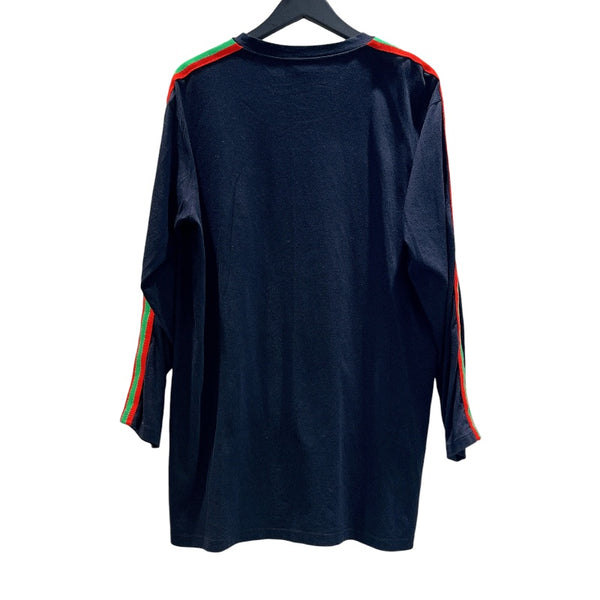 グッチ GUCCI スパンコール装飾ロゴプリント長袖Ｔシャツ 479477 ブラック コットン メンズ 長袖Ｔシャツ