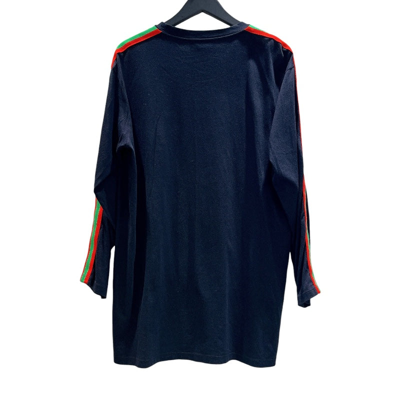 グッチ GUCCI スパンコール装飾ロゴプリント長袖Ｔシャツ 479477 ブラック コットン メンズ 長袖Ｔシャツ