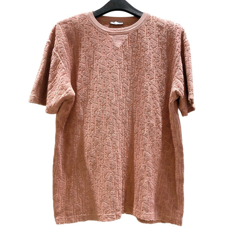 クリスチャン・ディオール Christian Dior オブリーク総柄テリーコットンTシャツ 113J692A0614 ベージュピンク コットン メンズ 半袖Ｔシャツ