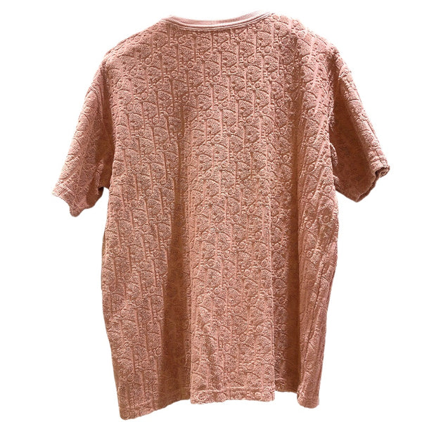クリスチャン・ディオール Christian Dior オブリーク総柄テリーコットンTシャツ 113J692A0614 ベージュピンク コットン メンズ 半袖Ｔシャツ