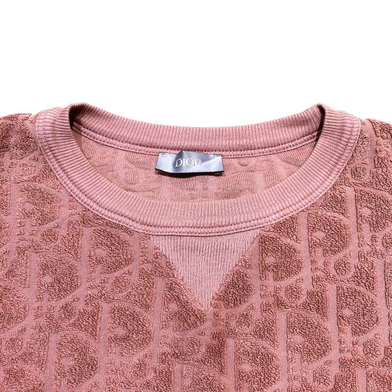 クリスチャン・ディオール Christian Dior オブリーク総柄テリーコットンTシャツ 113J692A0614 ベージュピンク コットン メンズ 半袖Ｔシャツ