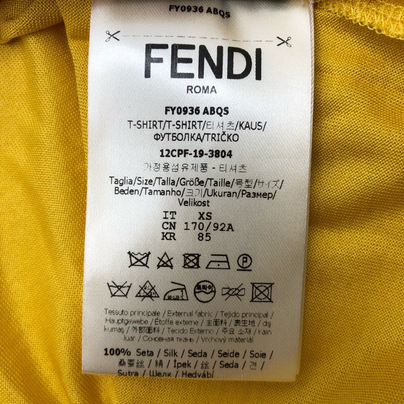 フェンディ FENDI ロゴ刺繍Tシャツ FX0936 シルク メンズ 半袖Ｔシャツ