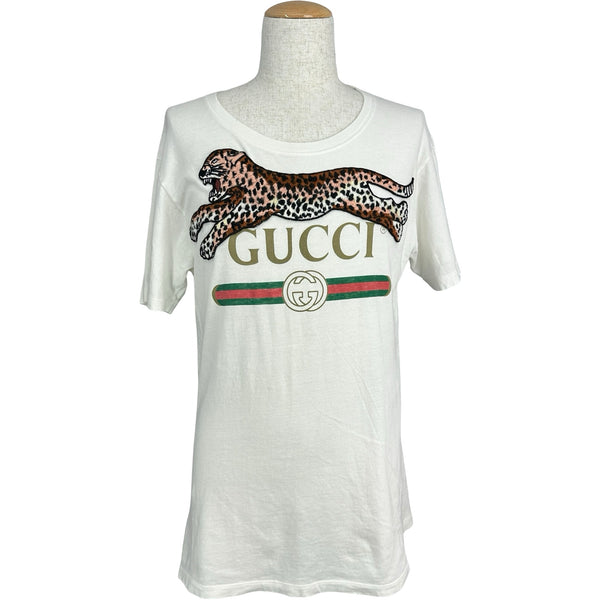 グッチ GUCCI ロゴプリントTシャツ 493117 ホワイト コットン メンズ