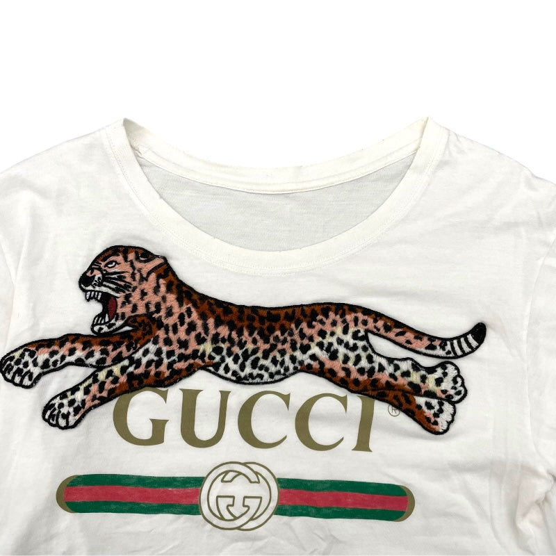 グッチ GUCCI パンサーヴィンテージ Tシャツ 493117 ホワイト コットン メンズ 半袖Ｔシャツ