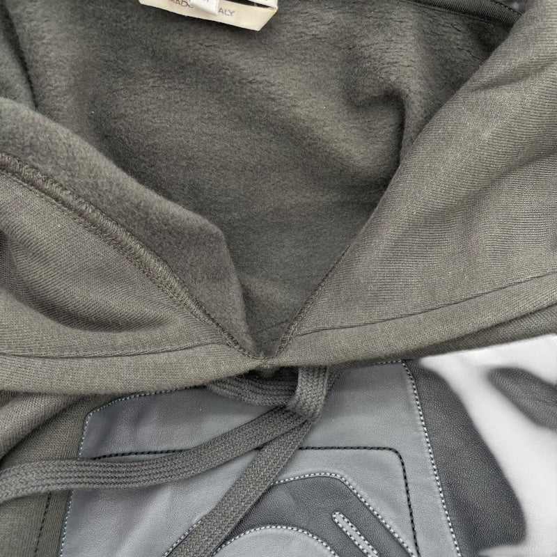 エルメス HERMES レザーパッチスウェットパーカー カーキ コットン メンズ パーカー