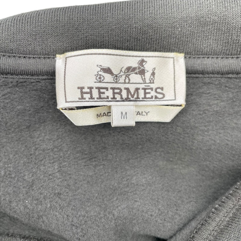 エルメス HERMES レザーパッチスウェットパーカー カーキ コットン メンズ パーカー