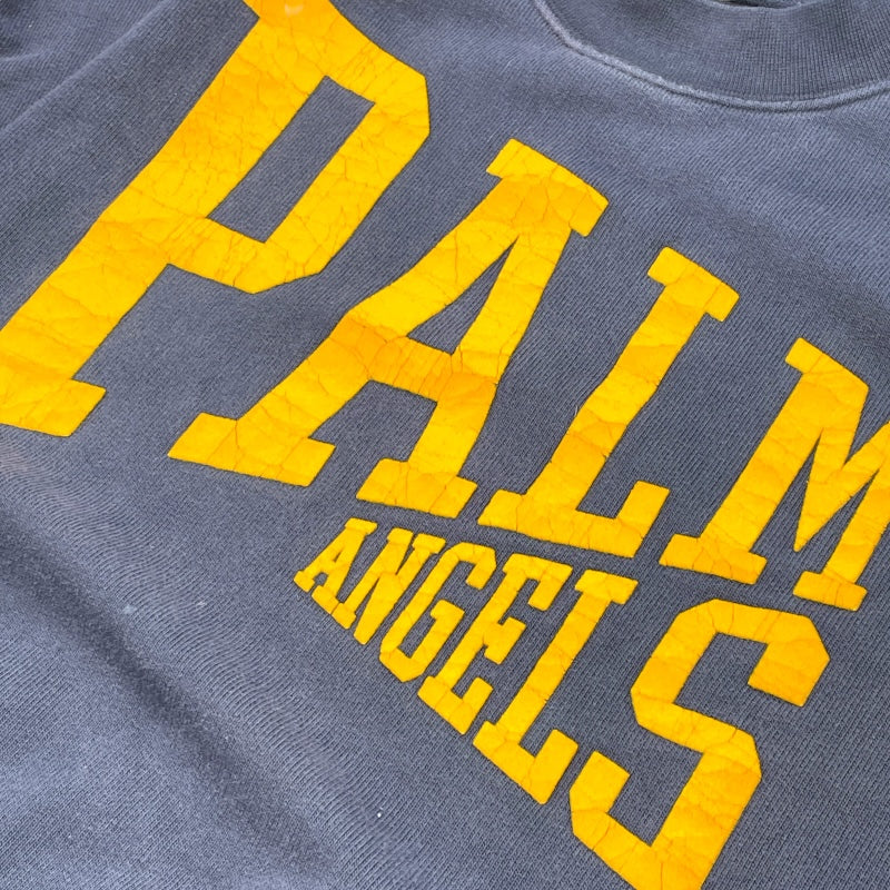 パームエンジェルス PALM ANGELS ロゴトレーナー PMBA065F23FLE003 ネイビー コットン メンズ スウェット