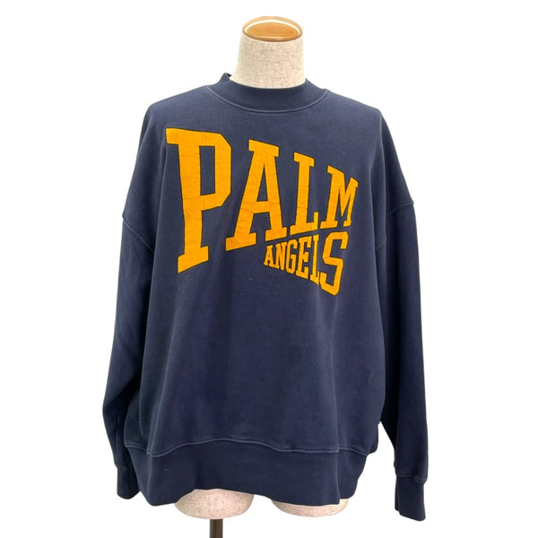 パームエンジェルス PALM ANGELS ロゴトレーナー PMBA065F23FLE003 ネイビー コットン メンズ スウェット