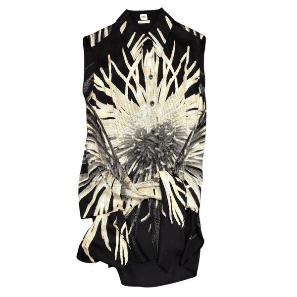 エルメス HERMES デザインシルクノースリーブシャツ ブラック シルク シルク レディース 半袖シャツ