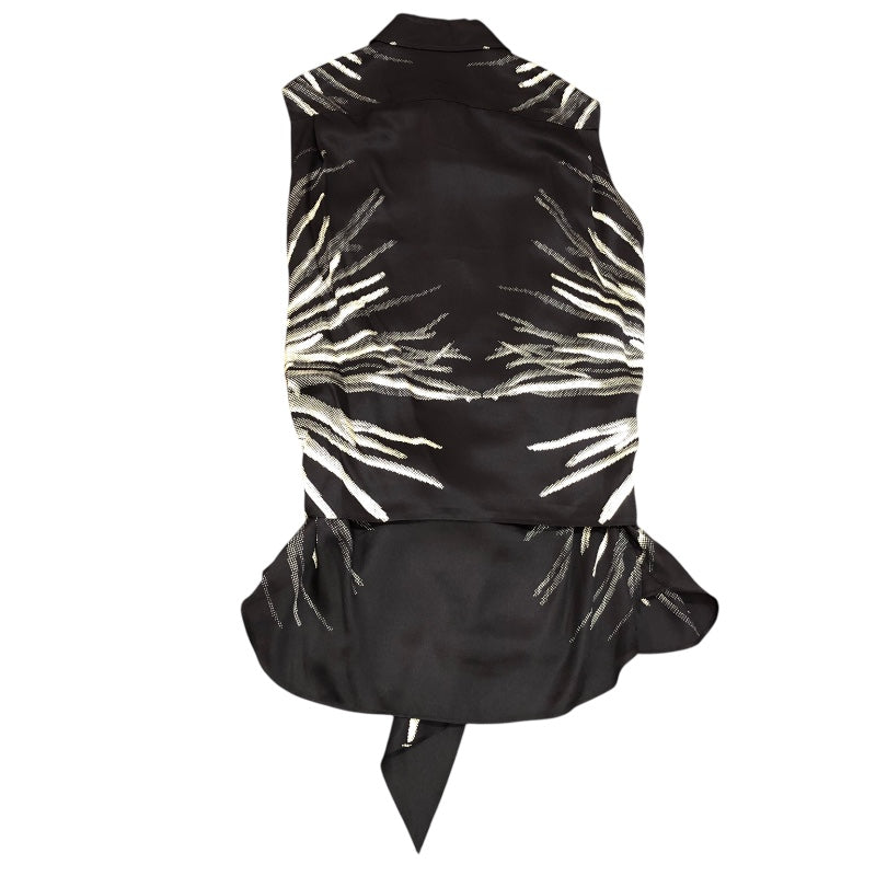 エルメス HERMES デザインシルクノースリーブシャツ ブラック シルク シルク レディース 半袖シャツ