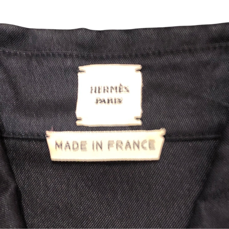 エルメス HERMES デザインシルクノースリーブシャツ ブラック シルク シルク レディース 半袖シャツ