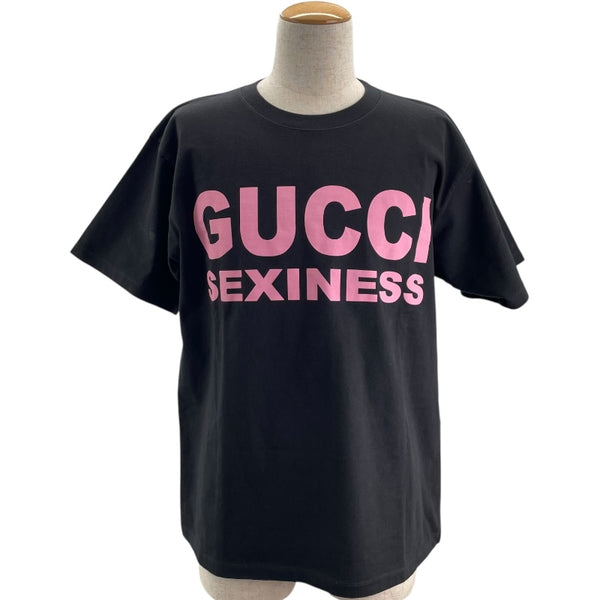 グッチ GUCCI ロゴプリントTシャツ 616036 ブラック コットン メンズ 半袖Ｔシャツ