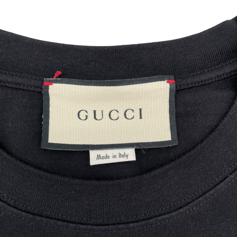 グッチ GUCCI ロゴプリントTシャツ 616036 ブラック コットン メンズ 半袖Ｔシャツ
