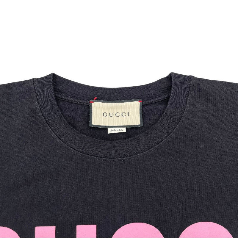 グッチ GUCCI ロゴプリントTシャツ 616036 ブラック コットン メンズ 半袖Ｔシャツ