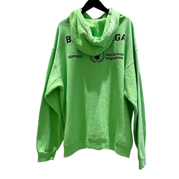 バレンシアガ BALENCIAGA ロゴプリントウェットパーカー　2020年 600583 グリーン コットン メンズ パーカー