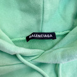 バレンシアガ BALENCIAGA ロゴプリントウェットパーカー　2020年 600583 グリーン コットン メンズ パーカー
